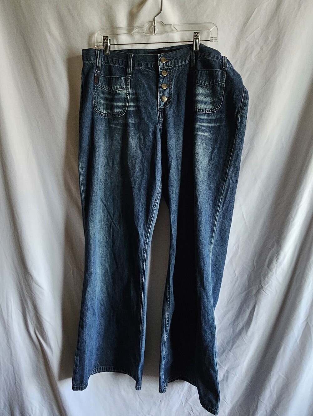 Women's Dark Blue Low Rise Button-Fly Jeans Mudd Vintage Size 19